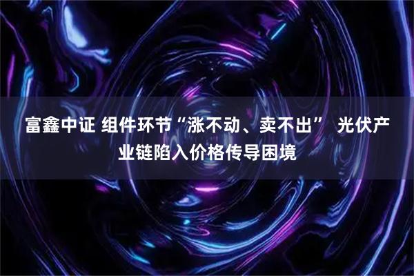 富鑫中证 组件环节“涨不动、卖不出”  光伏产业链陷入价格传导困境
